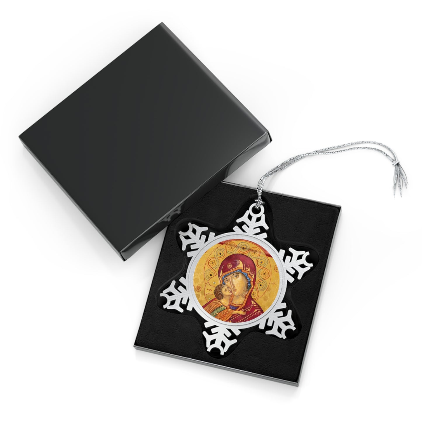 Theotokos of Vladimir Pewter Snowflake Ornament