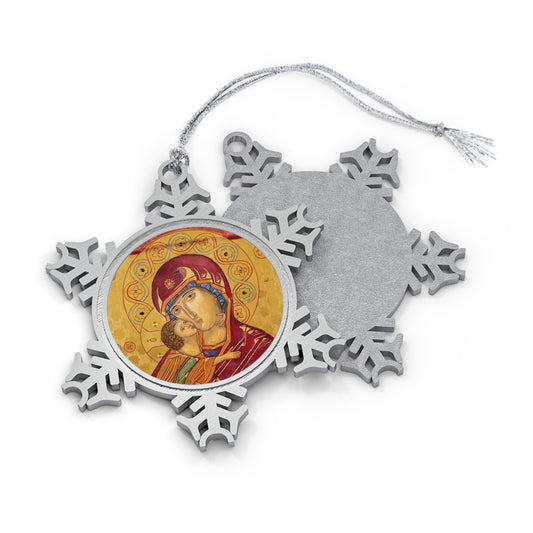 Theotokos of Vladimir Pewter Snowflake Ornament